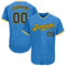 Custom Powder Blue Navy Gold-White Authentic Baseball Jersey