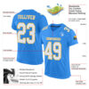 PowderBlue0172-1 Custom Powder Blue White-Gold Mesh Authentic Football Jersey