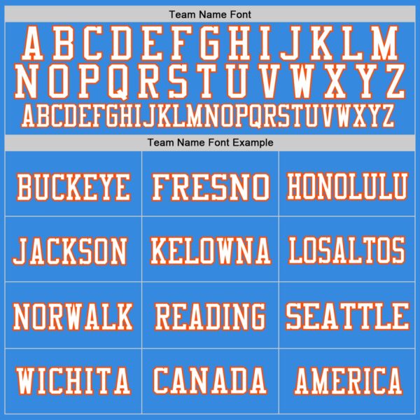 PowderBlue0174-2 Custom Powder Blue Orange-White Mesh Authentic Football Jersey