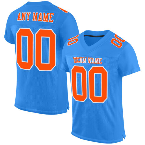 PowderBlue0174_1ae73cf7-fabf-4686-b6c6-675b7f9ac600 Custom Powder Blue Orange-White Mesh Authentic Football Jersey