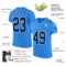 PowderBlue0175-1 Custom Powder Blue Navy-White Mesh Authentic Football Jersey