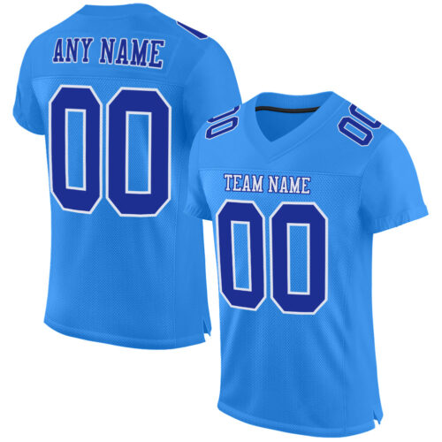 PowderBlue0176 Custom Powder Blue Royal-White Mesh Authentic Football Jersey