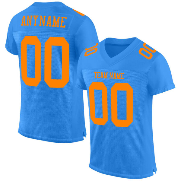 PowderBlue0183 Custom Powder Blue Bay Orange Mesh Authentic Football Jersey