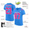 PowderBlue0184-1 Custom Powder Blue Hot Pink-White Mesh Authentic Football Jersey