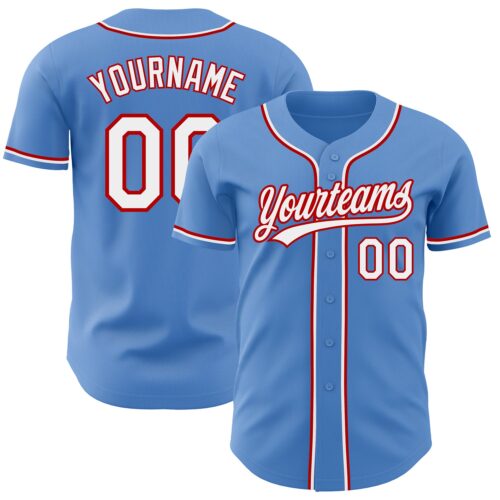 PowderBlue0191_409fdaa7-1791-4250-9c4d-775f03d04543 Custom Powder Blue White-Red Authentic Baseball Jersey