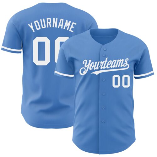 PowderBlue0221 Custom Powder Blue White Authentic Baseball Jersey