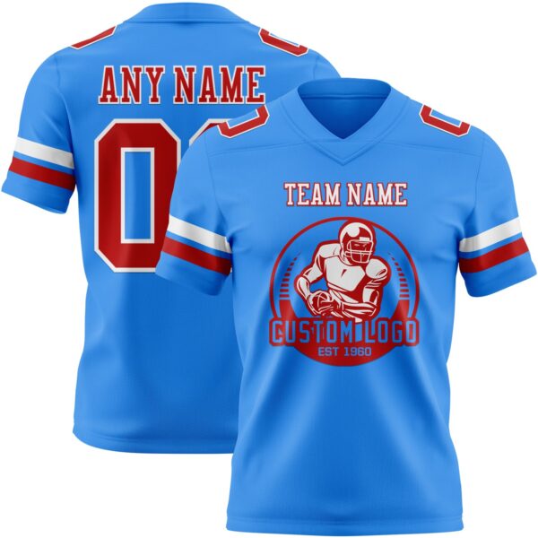 Custom Powder Blue Red-White Authentic Football Jersey