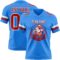 PowderBlue0338-1 Custom Powder Blue Red-White Authentic Football Jersey