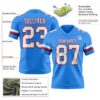 Custom Powder Blue White-Red Authentic Football Jersey