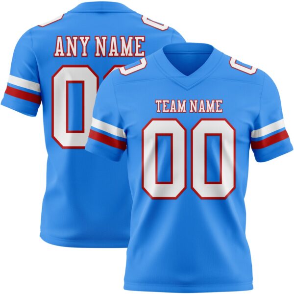Custom Powder Blue White-Red Authentic Football Jersey