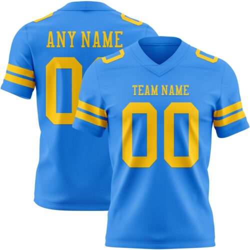 Custom Powder Blue Yellow Authentic Football Jersey