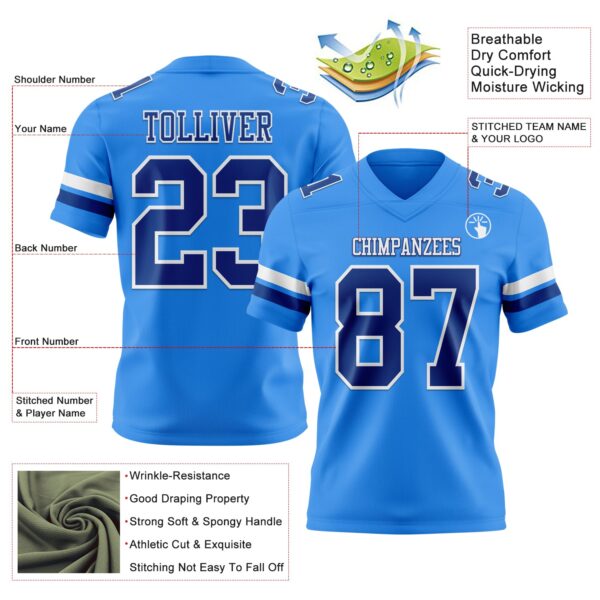 Custom Powder Blue Royal-White Authentic Football Jersey