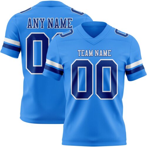 Custom Powder Blue Royal-White Authentic Football Jersey