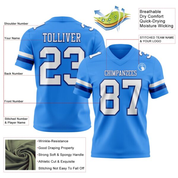 Custom Powder Blue White-Royal Authentic Football Jersey
