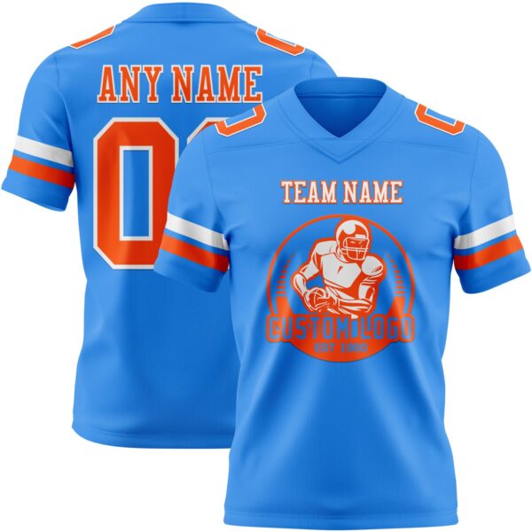 Custom Powder Blue Orange-White Authentic Football Jersey