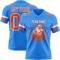 PowderBlue0343-1 Custom Powder Blue Orange-White Authentic Football Jersey