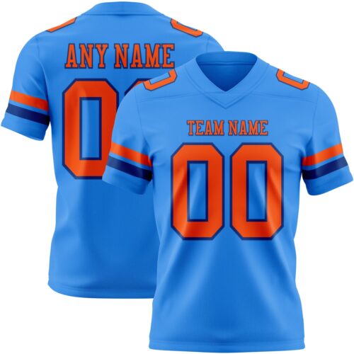 Custom Powder Blue Orange-Royal Authentic Football Jersey