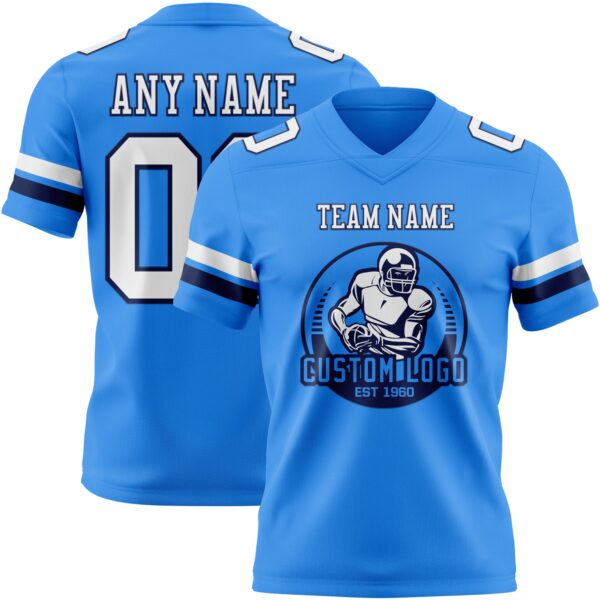 Custom Powder Blue White-Navy Authentic Football Jersey