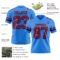 PowderBlue0348-2 Custom Powder Blue Red-Navy Authentic Football Jersey