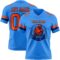PowderBlue0349-1 Custom Powder Blue Orange-Navy Authentic Football Jersey