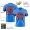 Custom Powder Blue Orange-Navy Authentic Football Jersey