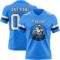 PowderBlue0352-1 Custom Powder Blue White-Black Authentic Football Jersey