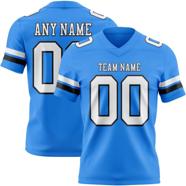 Custom Powder Blue White-Black Authentic Football Jersey