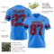 PowderBlue0353-2 Custom Powder Blue Red-Black Authentic Football Jersey
