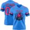 PowderBlue0355-1 Custom Powder Blue Pink-Black Authentic Football Jersey