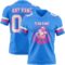 PowderBlue0358-1 Custom Powder Blue White-Pink Authentic Football Jersey