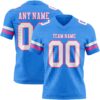 Custom Powder Blue White-Pink Authentic Football Jersey