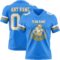 PowderBlue0361-1 Custom Powder Blue White-Old Gold Authentic Football Jersey