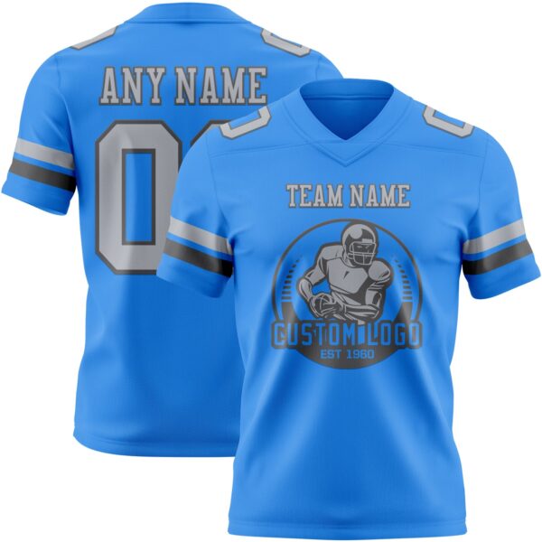 Custom Powder Blue Gray-Steel Gray Authentic Football Jersey