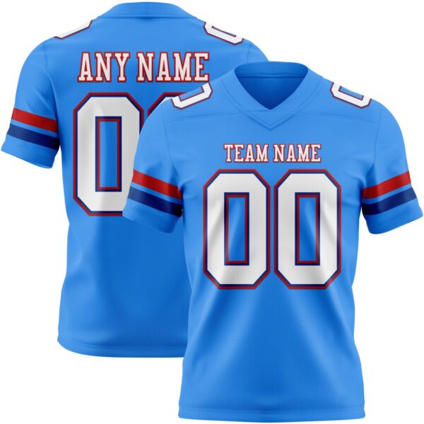 Custom Powder Blue White Royal-Red Authentic Football Jersey