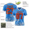 Custom Powder Blue Orange Gray-Black 3D Pattern Splash Authentic Football Jersey