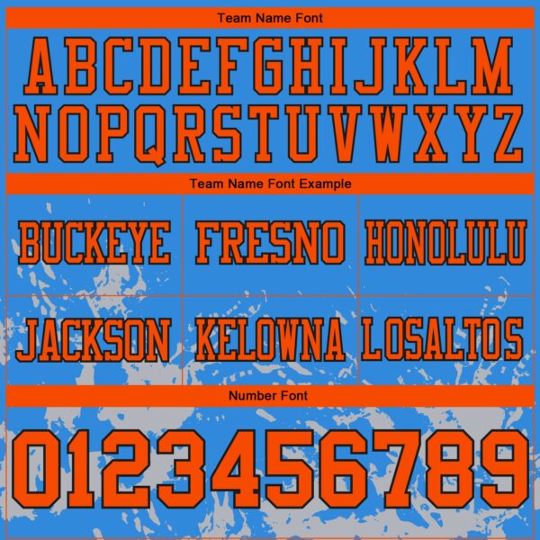 Custom Powder Blue Orange Gray-Black 3D Pattern Splash Authentic Football Jersey