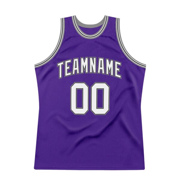 Custom Purple White-Gray Authentic Throwback Basketball Jersey