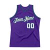 Custom Purple White-Teal Authentic Throwback Basketball Jersey