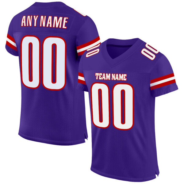 Purple0135 Custom Purple White-Red Mesh Authentic Football Jersey