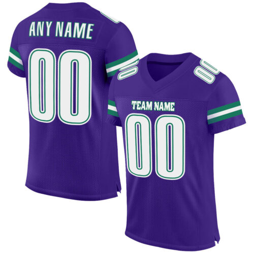 Purple0138 Custom Purple White-Kelly Green Mesh Authentic Football Jersey