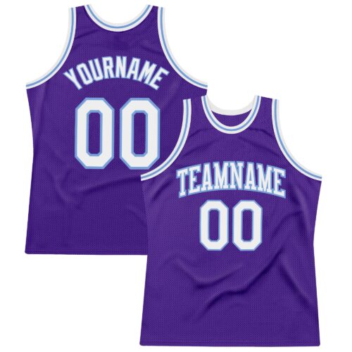 Purple0242 Custom Purple White-Light Blue Authentic Throwback Basketball Jersey
