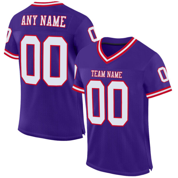 Purple0256 Custom Purple White-Red Mesh Authentic Throwback Football Jersey