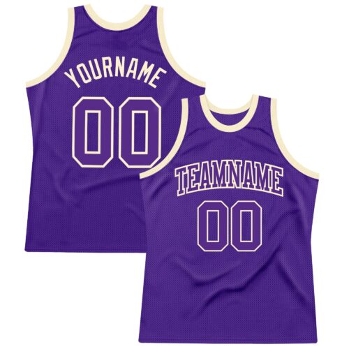 Purple0319 Custom Purple Purple-Cream Authentic Throwback Basketball Jersey