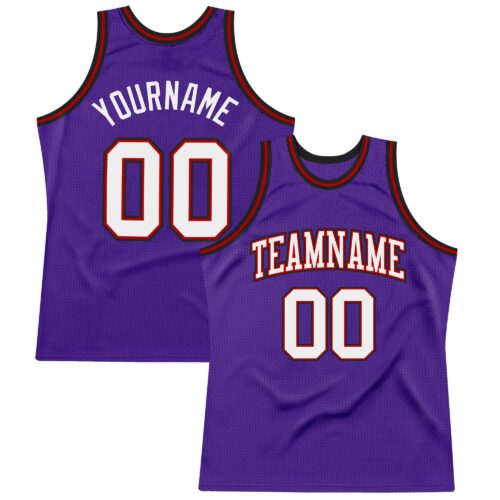 Purple0368 Custom Purple White Red-Black Authentic Throwback Basketball Jersey