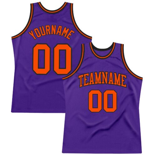 Purple0371 Custom Purple Orange-Black Authentic Throwback Basketball Jersey