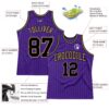 Custom Purple Black Pinstripe Black-Old Gold Authentic Basketball Jersey
