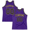 Custom Purple Black Pinstripe Black-Old Gold Authentic Basketball Jersey