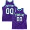 Custom Purple Black Pinstripe White-Teal Authentic Basketball Jersey