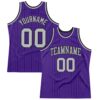Custom Purple Black Pinstripe Gray Authentic Basketball Jersey