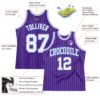 Custom Purple White Pinstripe White-Light Blue Authentic Basketball Jersey